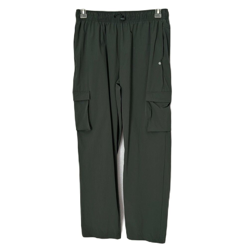Layer 8 Pants Women L Green/Gray Pullon Qwick dry Pockets Outdoor Athleisure